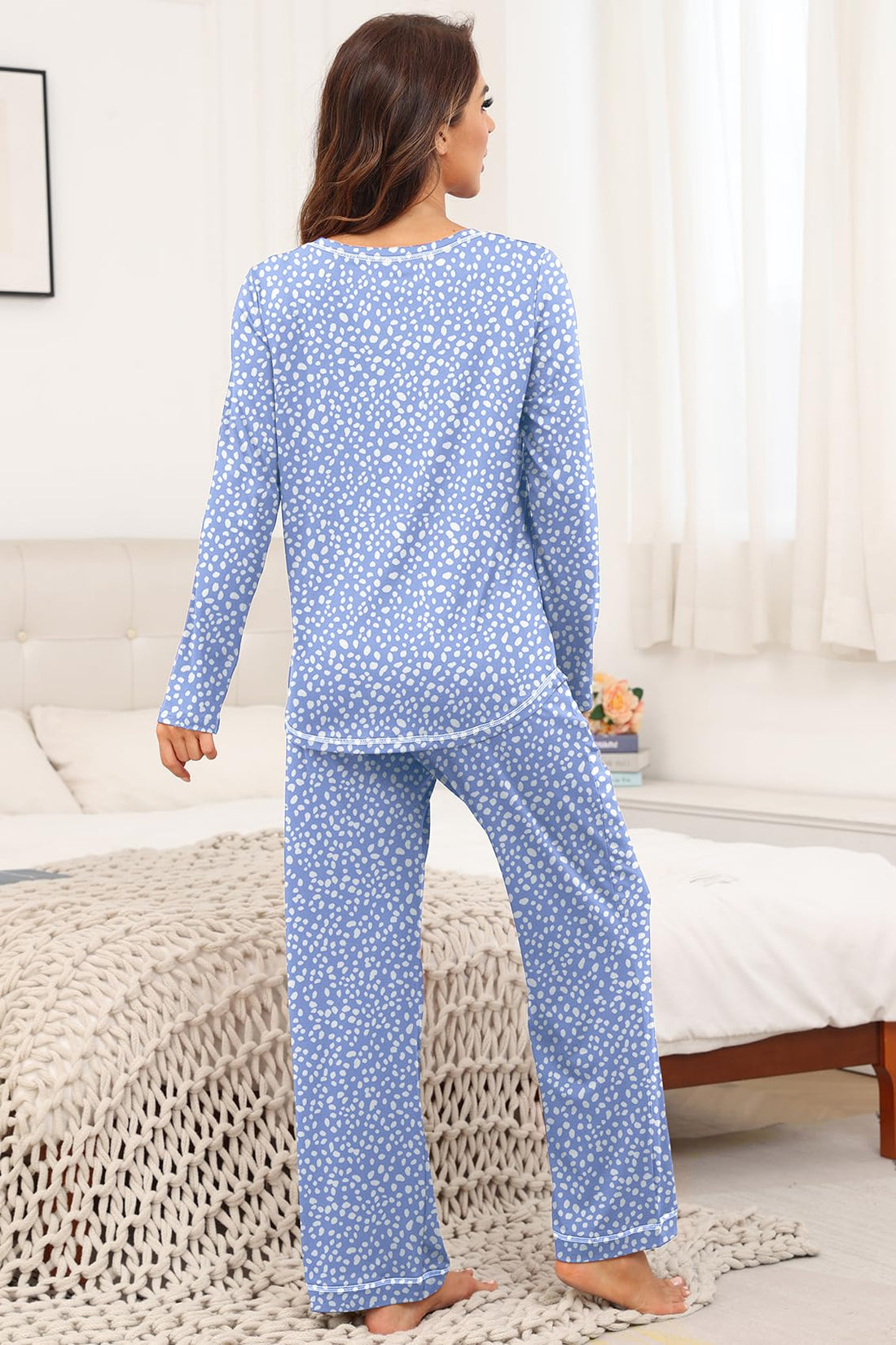 PrinStory Women's Pajama Set 2026 Lounge Sets Long Sleeve Sleepwear Soft 2 Piece Pjs with Pockets