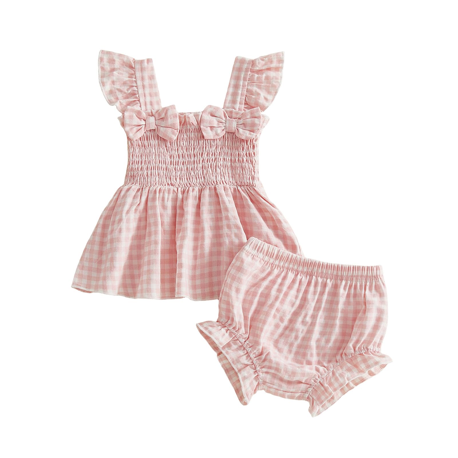 Baby Girl Clothes Infant Summer Outfits Set Plaid Ruffle Sleeve Shirt Tops and Bloomers Shorts WEBE CLOTHING