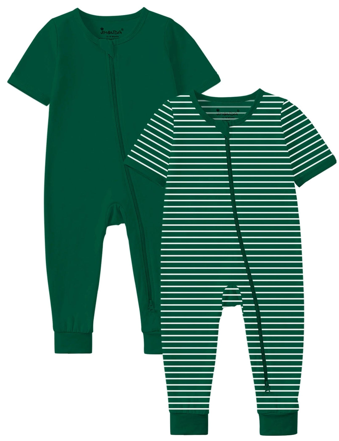 Jimonda Baby Romper 2 Pack Short Sleeve Pajamas Footless Sleepers Baby Boys Girls 2 Way Zipper Pjs Sleep and Play Clothes