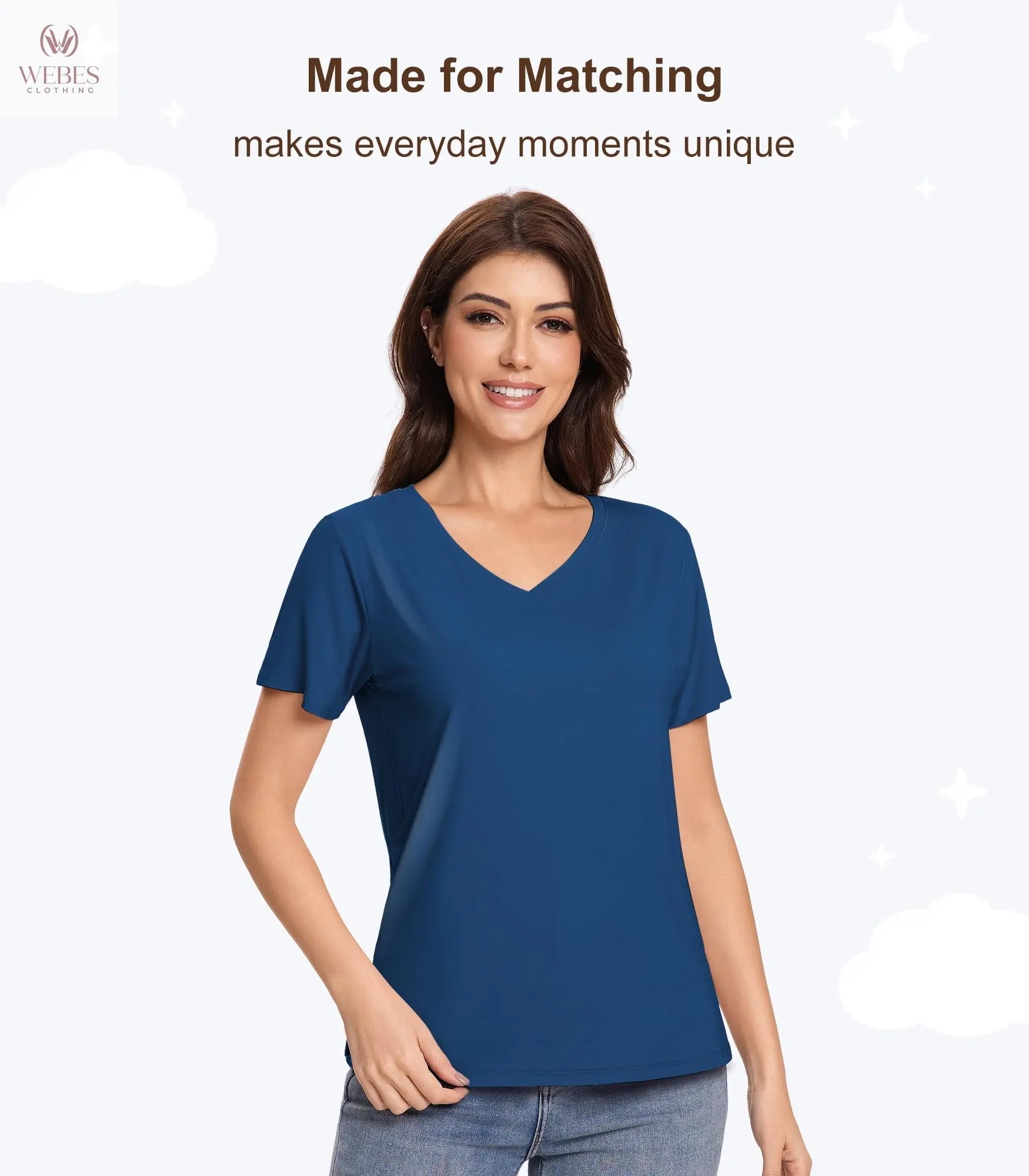 Pajama Tops for Women Viscose from Bamboo T-Shirt Short Sleeve Tee Soft V Neck Shirt Cooling Pjs Sleepwear S-XXL