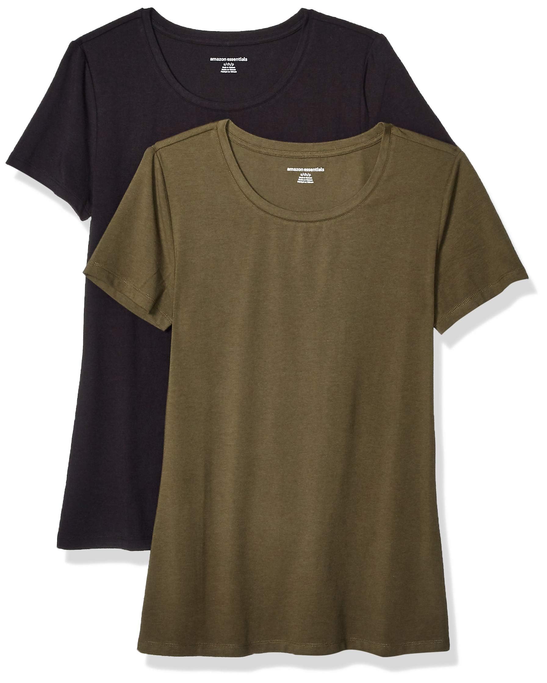 Amazon Essentials Women's Regular-Fit Short-Sleeve Crewneck T-Shirt, Multipacks