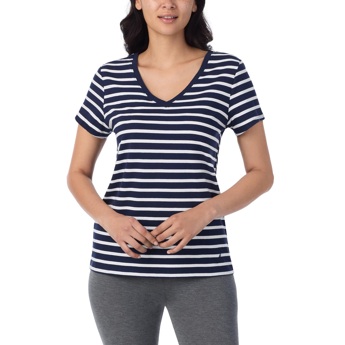 Nautica Womens Sleep Shirt - Lightweight, Breathable Pajama Top - Cotton Knit Jersey V-Neck Sleepwear and Loungewear WEBE CLOTHING
