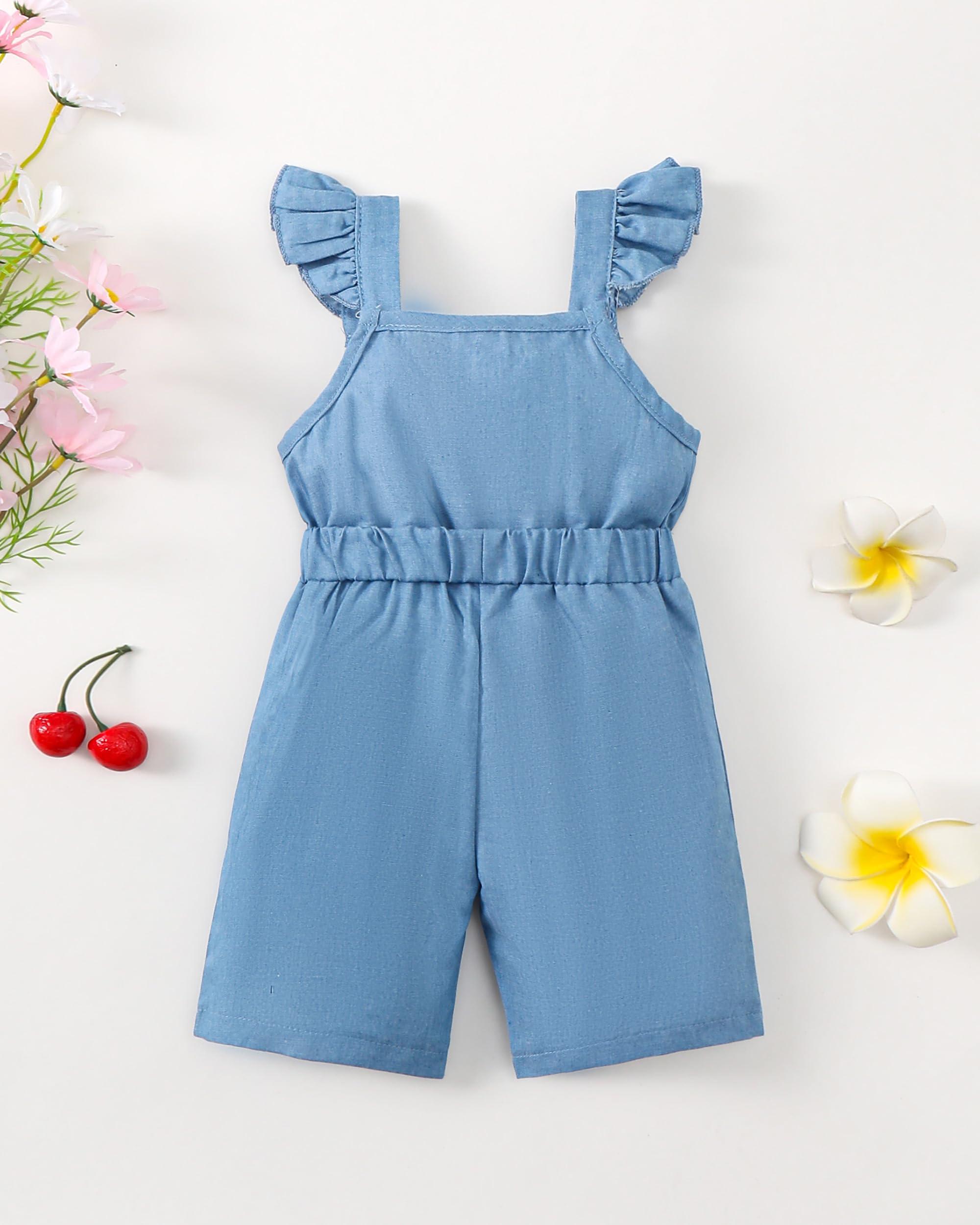 XUANHAO Baby Girl Clothes Summer Romper Outfits for Girls Cute Infant Toddler One-Piece Jumpsuit Ruffle Shorts Sets 6M-3Y WEBE CLOTHING