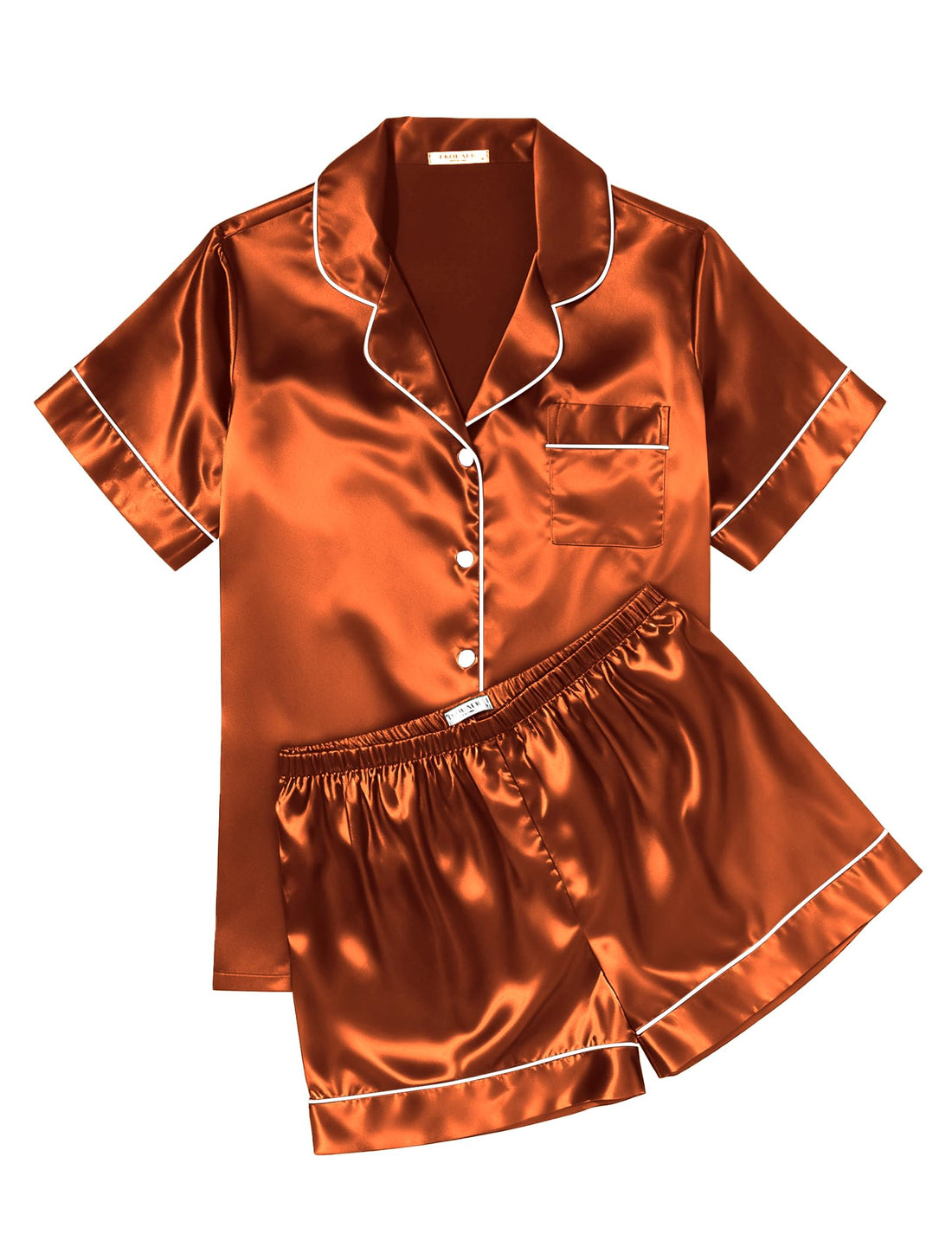 Ekouaer Womens Silk Satin Pajama Sets Soft Short Sleeve Button Down Sleepwear Top and Shorts 2 Piece Pjs Lounge Set