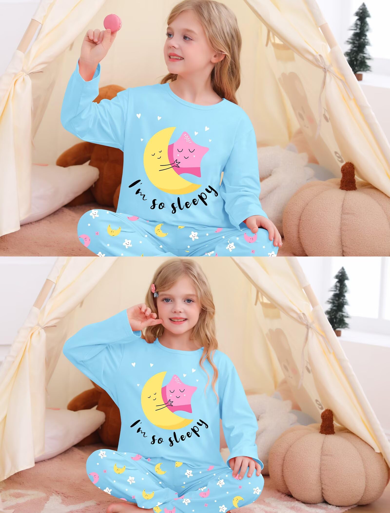 SWOMOG Girls Pajama Set Short Sleeve Tops & Ruffled Shorts with Pocket 2 Piece Summer Pajamas for Kids Size 6-15