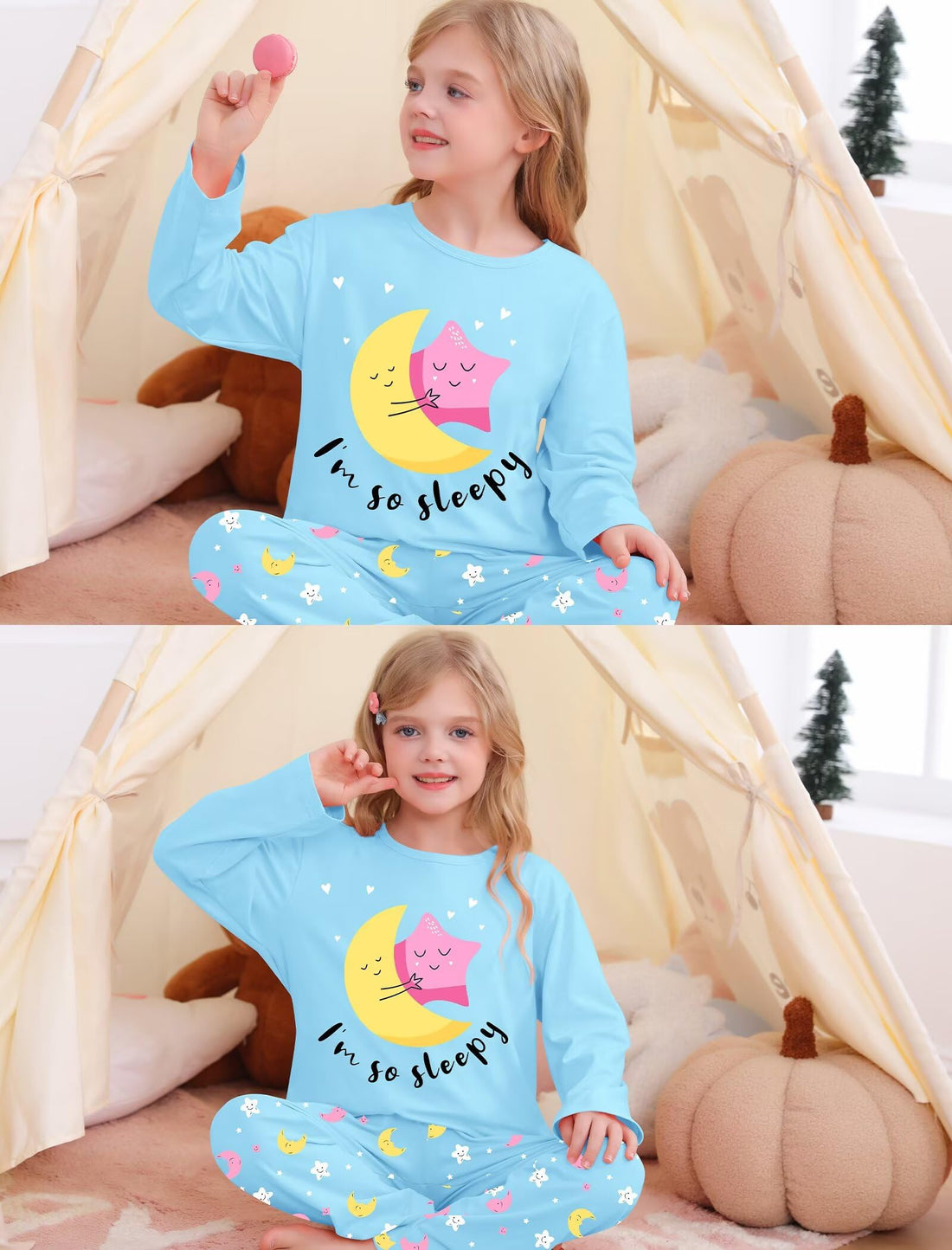 SWOMOG Girls Pajama Set Short Sleeve Tops & Ruffled Shorts with Pocket 2 Piece Summer Pajamas for Kids Size 6-15