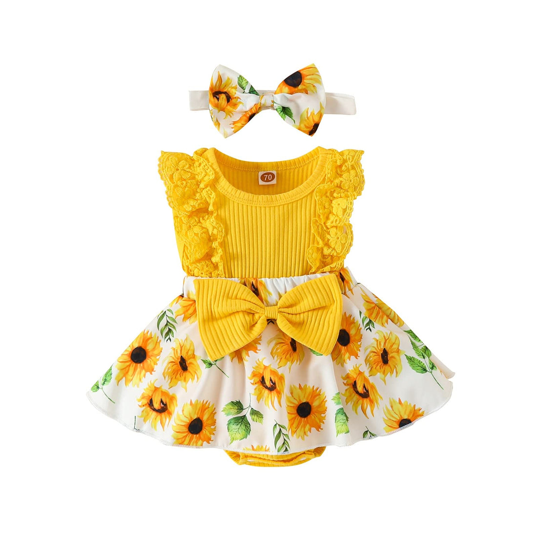 Baby Girl Clothes Newborn Romper Dress Infant Lace Ruffle Sleeveless Summer Outfits with Headband 0-12 Months WEBE CLOTHING
