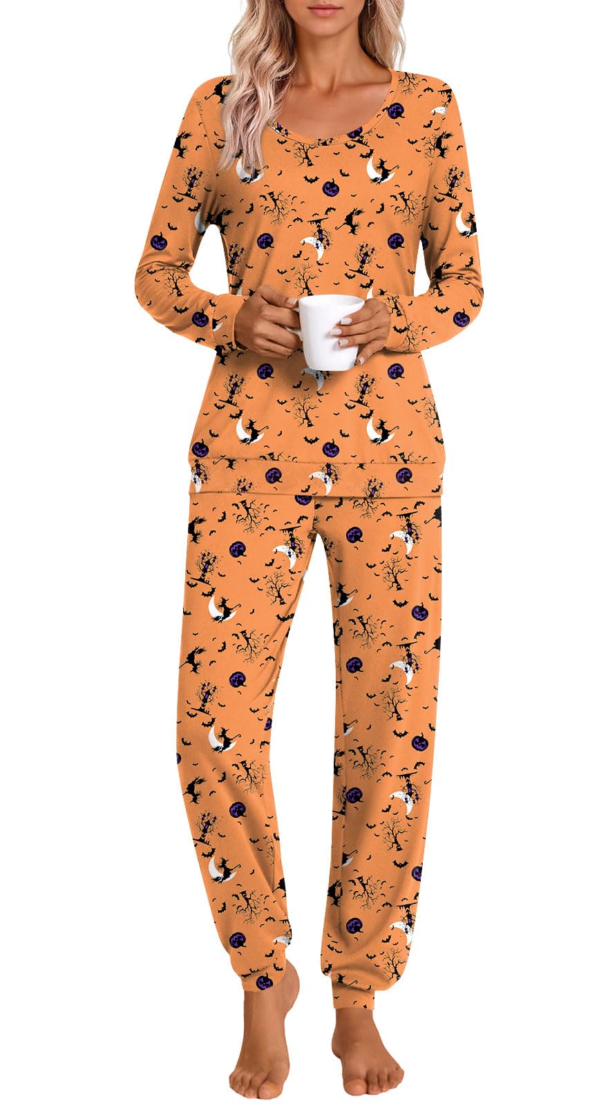 HOTGIFT Womens Pajamas Sets, 2 Piece Lounge Pjs Set Long Sleeve Long Pant Ladies Sleepwear with Pockets Soft