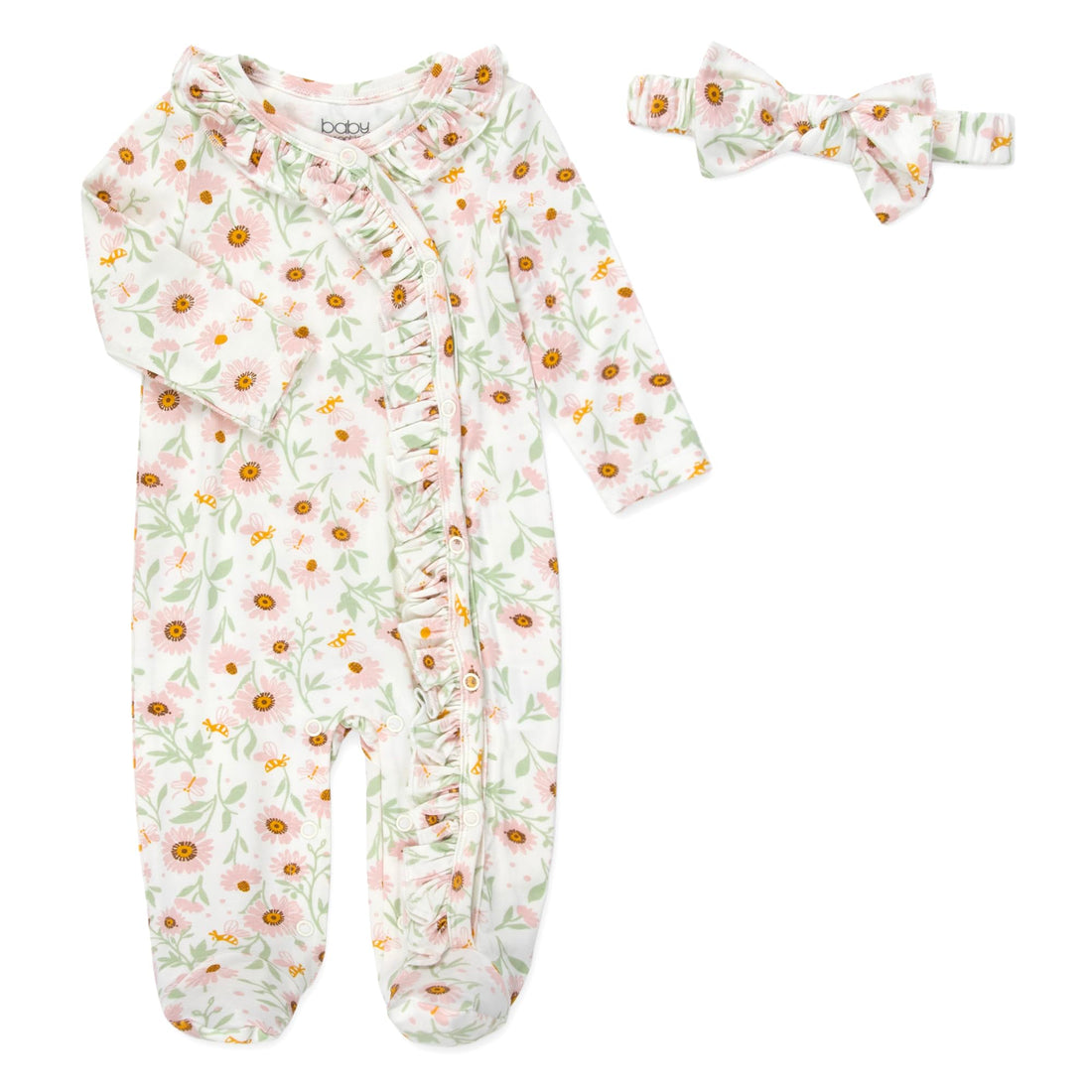 Newborn Baby 4 Piece Coming Home Outfit Gift Set – Footie Sleeper, Blanket, Headband & Ornament for Boys & Girls