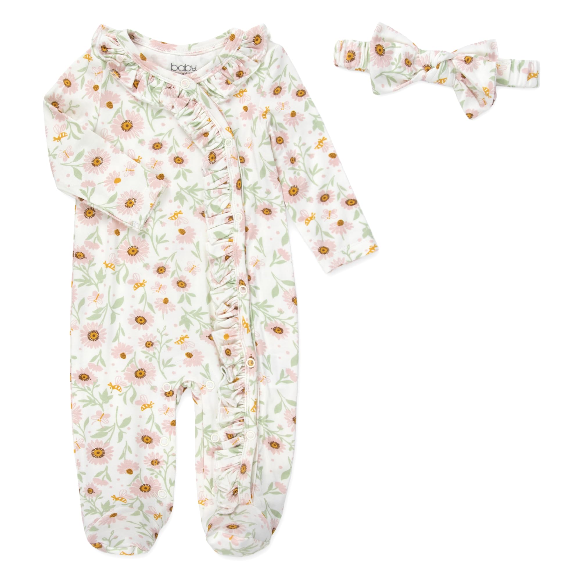 Newborn Baby 4 Piece Coming Home Outfit Gift Set – Footie Sleeper, Blanket, Headband & Ornament for Boys & Girls
