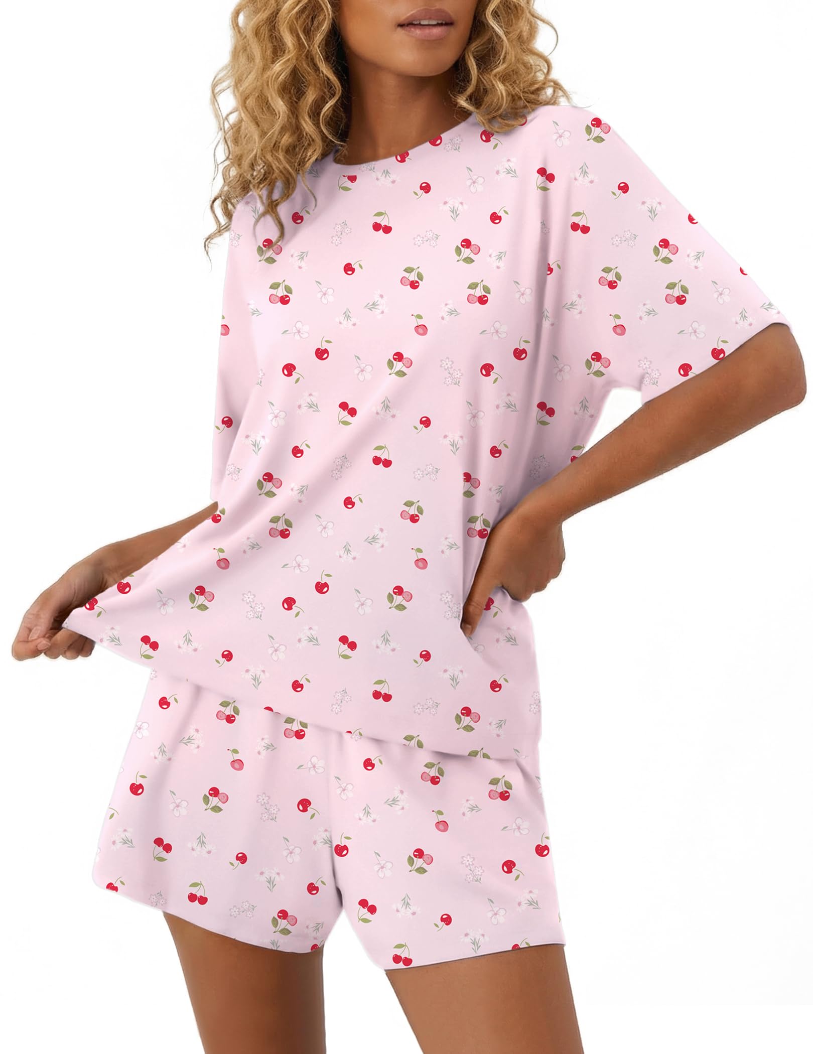 Ekouaer Pajama for Women Viscose from Bamboo 2 piece Lightweight Summer Pj Soft Short Sleeve Matching Lounge sets with Pocket