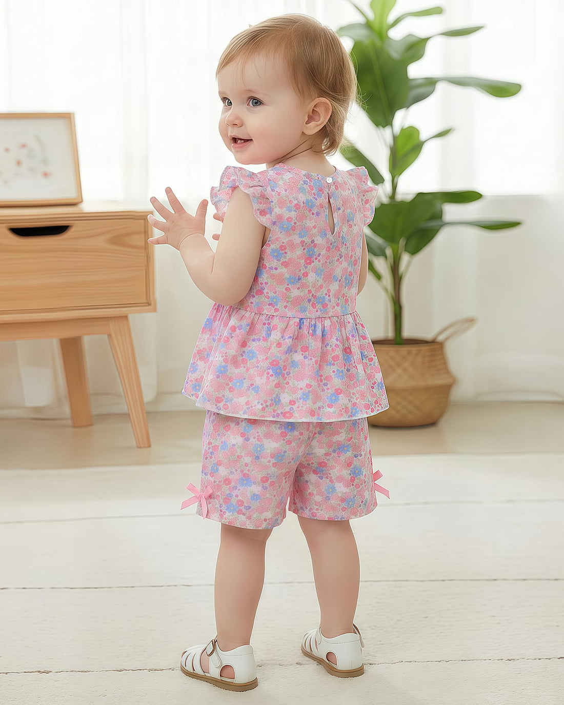 Jecson Toddler Baby Girl Summer Clothes Cotton Ruffled Sleeve Shirt Tops and Shorts Set Outfits 12Months-4T WEBE CLOTHING
