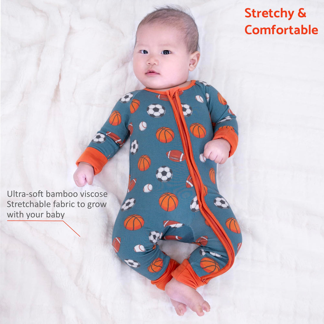 LollyBanks Baby Pajamas, Long Sleeve Baby Romper with 2-Way Zipper, 95% Viscose from Bamboo and 5% Spandex, Infant Sleepers