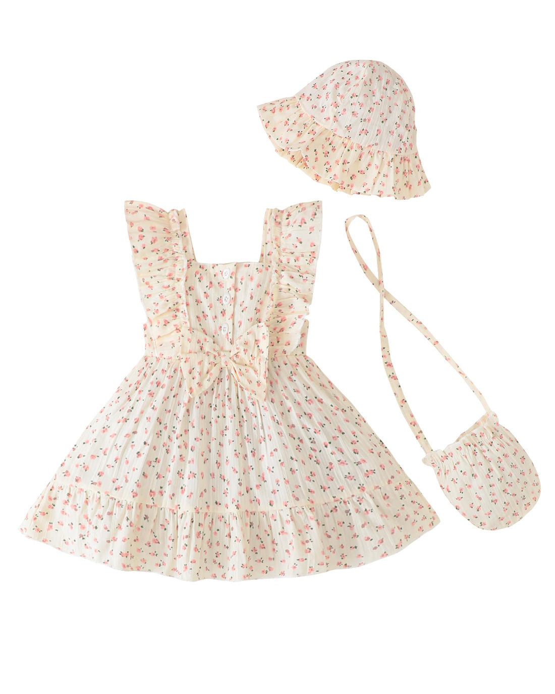 Renotemy Newborn Infant Baby Girl Dresses Summer Outfits Boho Casual Sundress Gifts Toddler Clothes for Girl with Hat and Bag WEBE CLOTHING