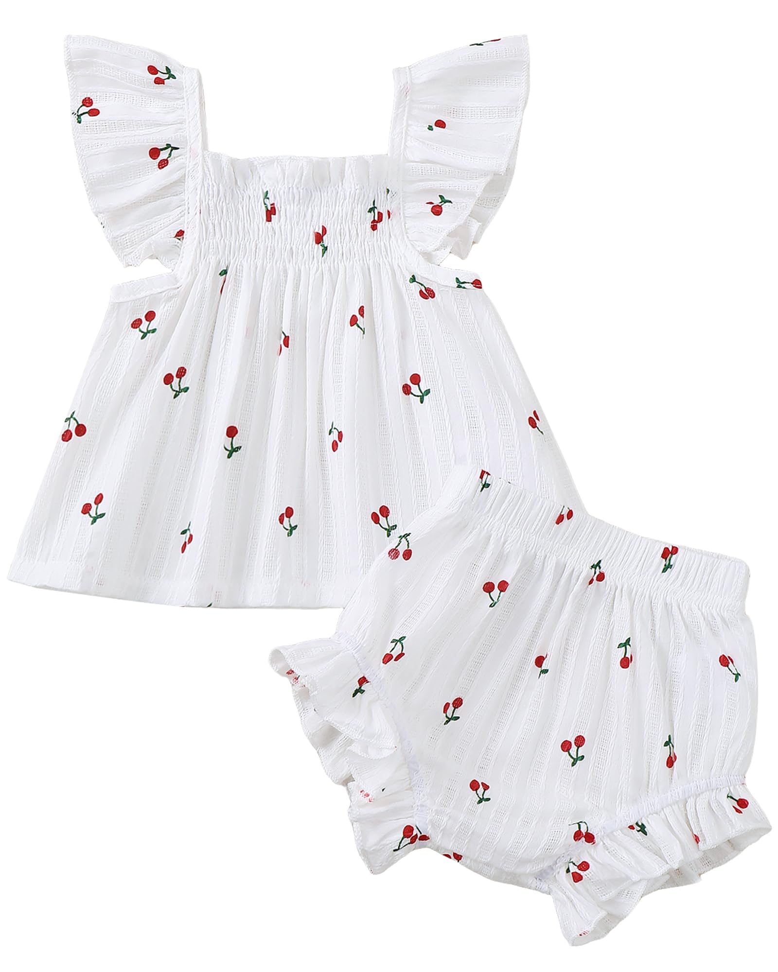 Jecson Newborn Baby Girl Summer Clothes Infant Girl Outfits Sleeveless Ruffle Top and Bloomers Shorts Set 0 3 6 12 Month WEBE CLOTHING
