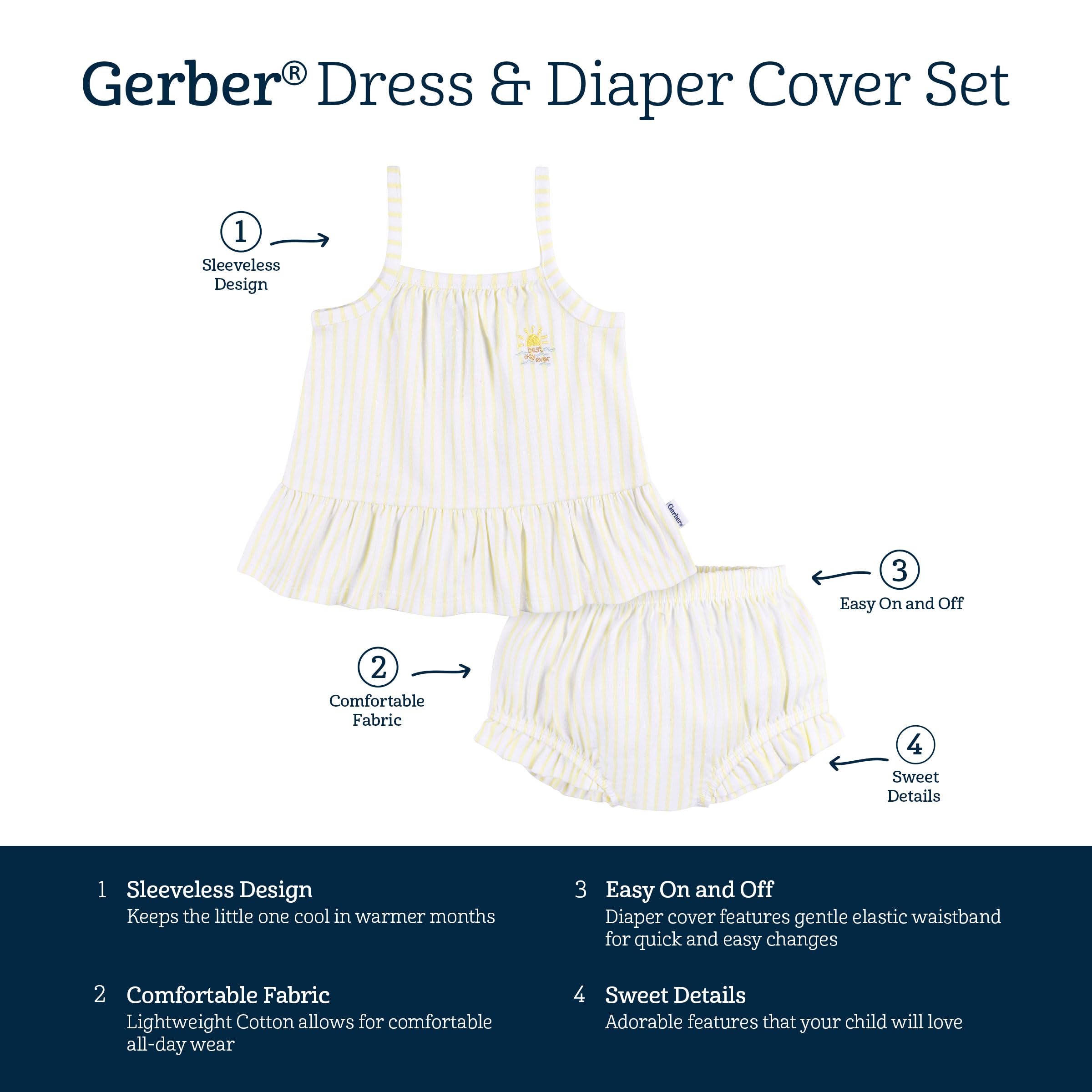 Gerber Baby Girls' Sleeveless Tunic Top and Diaper Cover Set WEBE CLOTHING