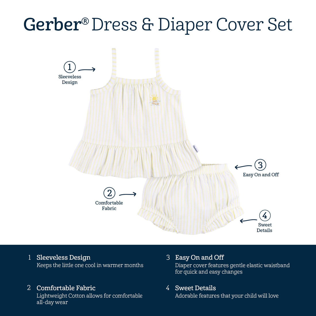 Gerber Baby Girls' Sleeveless Tunic Top and Diaper Cover Set WEBE CLOTHING