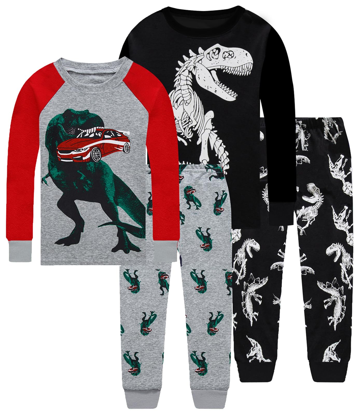 Little bety Cotton 4 Piece Pajamas Boys Long Sleeve Sets Toddler Boys Pjs Kids Sleepwear Sets