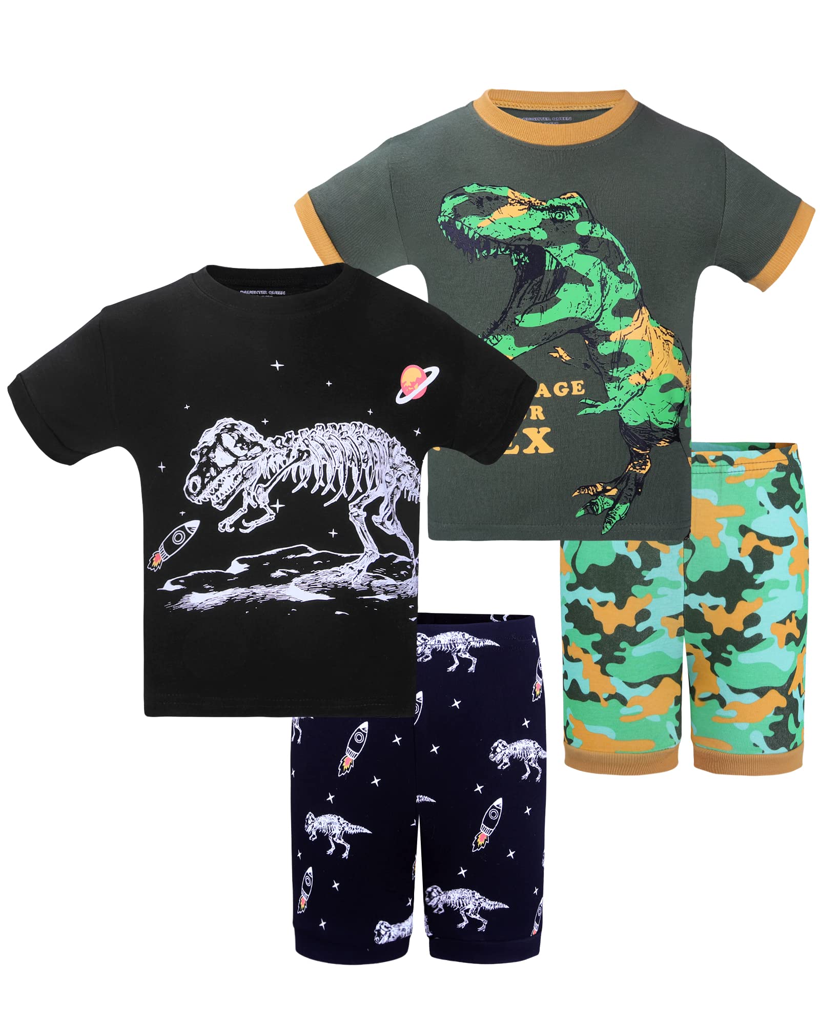 DAUGHTER QUEEN Boys Pajamas 4 Pieces Short Set 100% Cotton Sleepwear Size 18 Months-12 Years