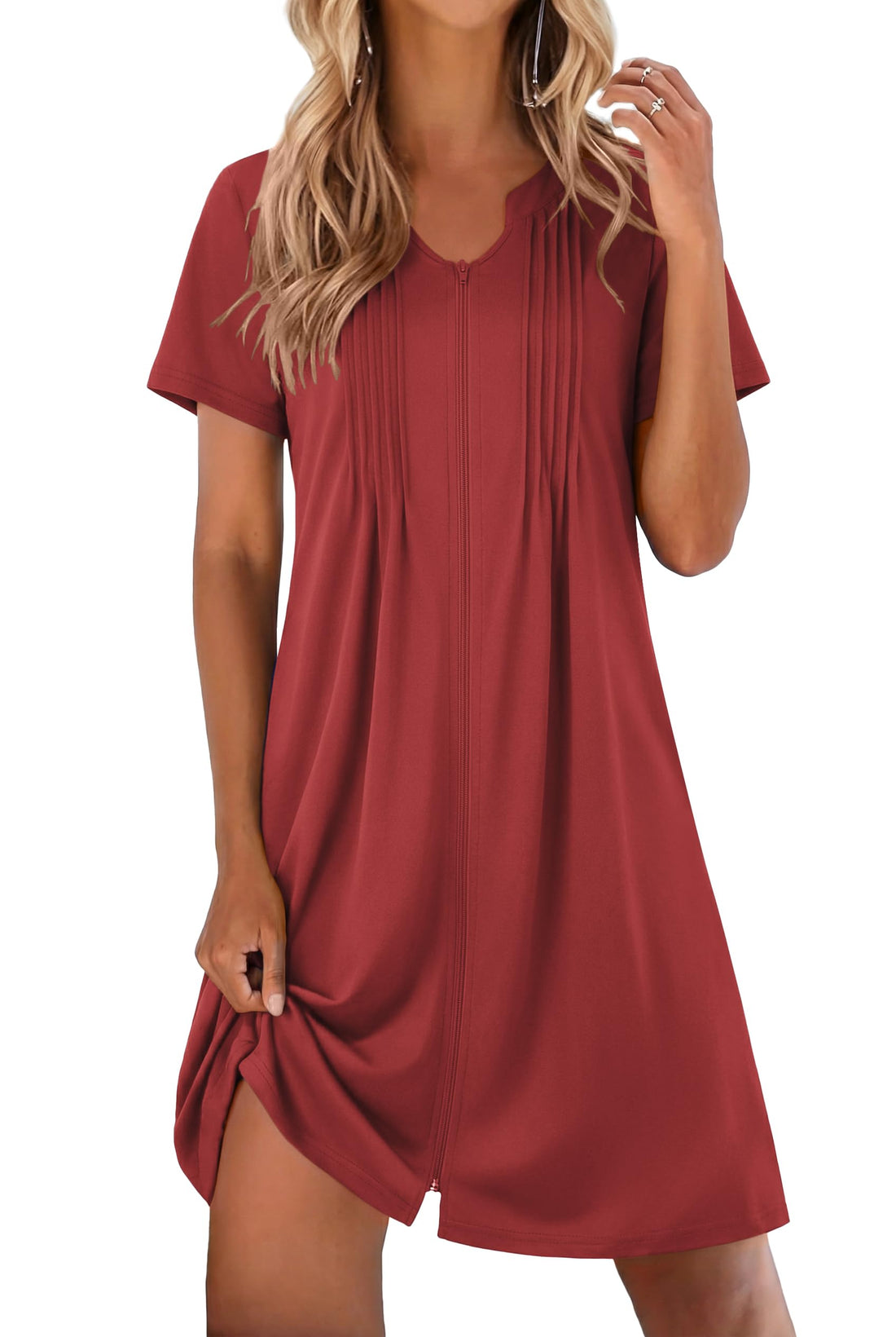 EKOUAER Women Zipper Robes Short Bathrobe Lightweight Mumu Duster House Coat with Pockets Soft Moo Moo Nightgown WEBE CLOTHING