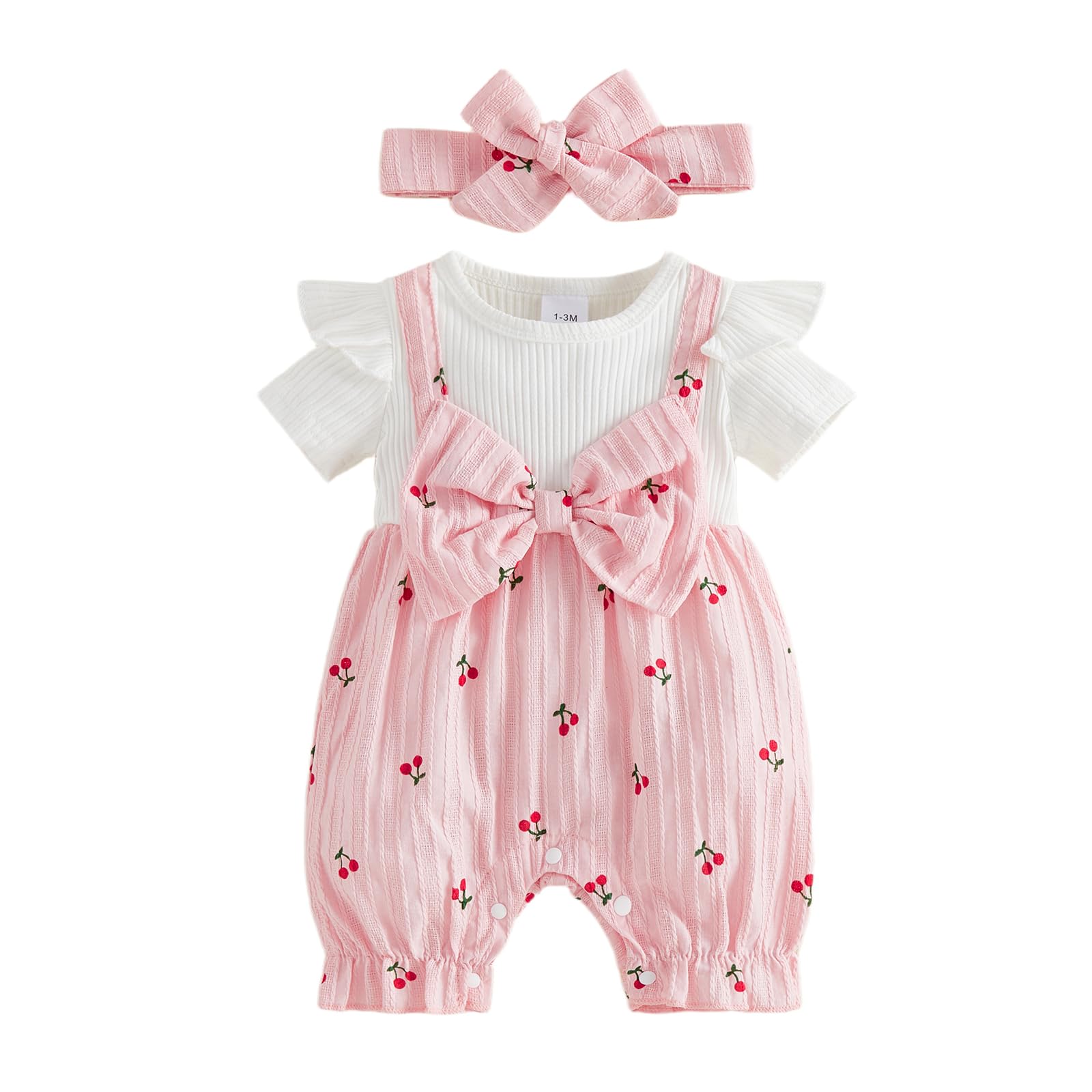 YINGISFITM Newborn Baby Girl Summer Clothes Short Sleeve Bubble Romper Bow Shorts Jumpsuit Infant Outfit 0 3 6 9 12 18 Months WEBE CLOTHING