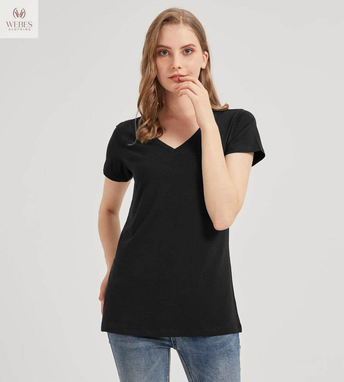 netdraw Women's Ultra-Soft Bamboo Viscose Cotton V-Neck Short Sleeve T-Shirt, Casual Summer Tops for Lounge Sleep Pajama