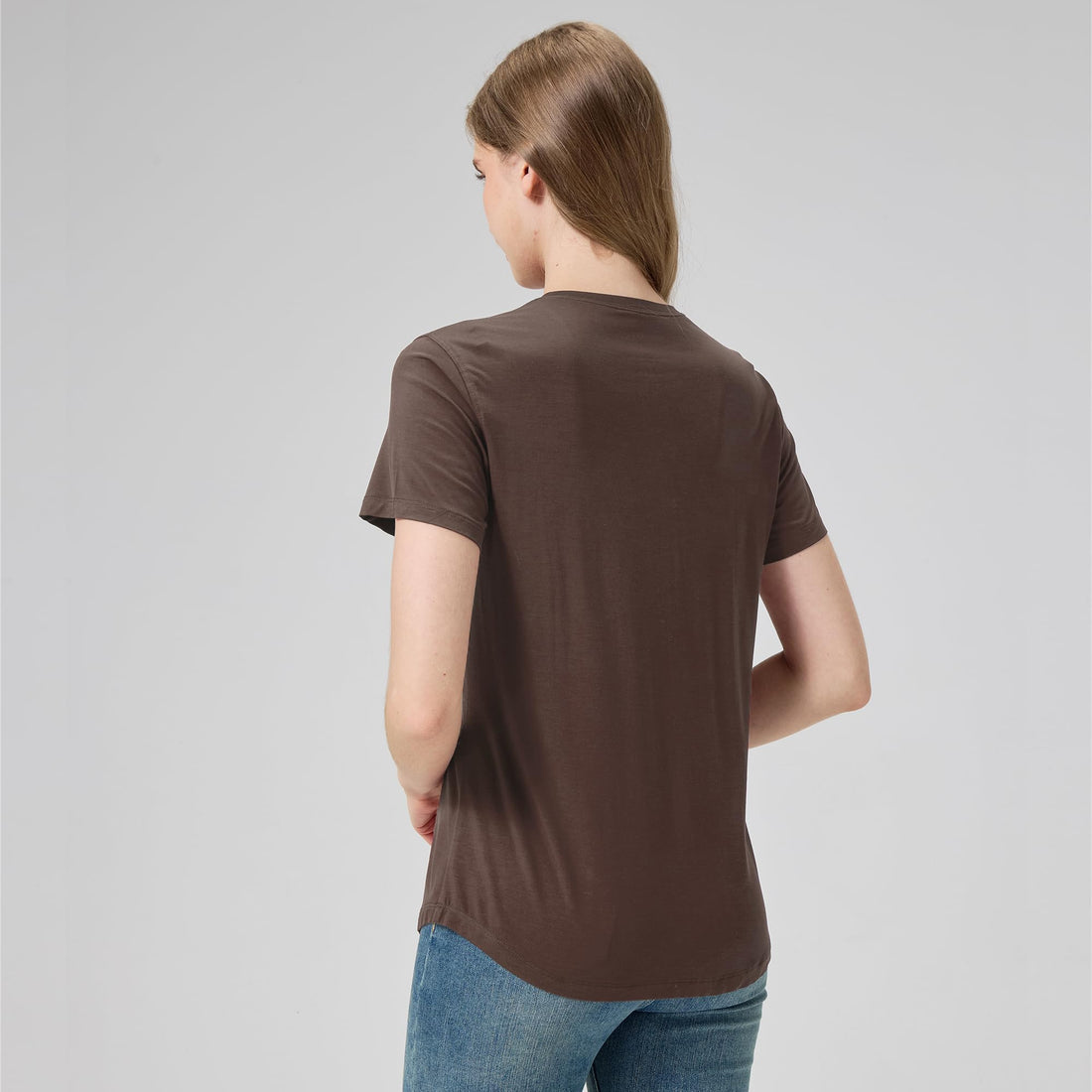 netdraw Women's Soft Bamboo Viscose T-Shirt, Curved Hem Crew Neck Short Sleeve Moisture Wicking Casual Sleep Pajama Tops