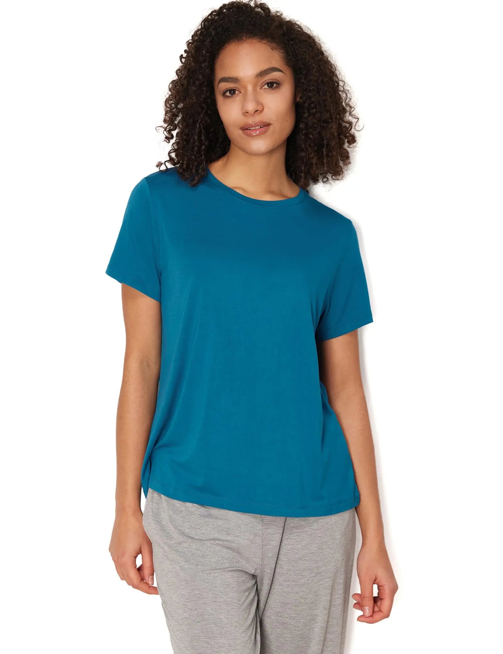 GYS Women's Pajama Tops Bamboo-derived Viscose Soft Comfy Short Sleeve Basic Lounge Tops