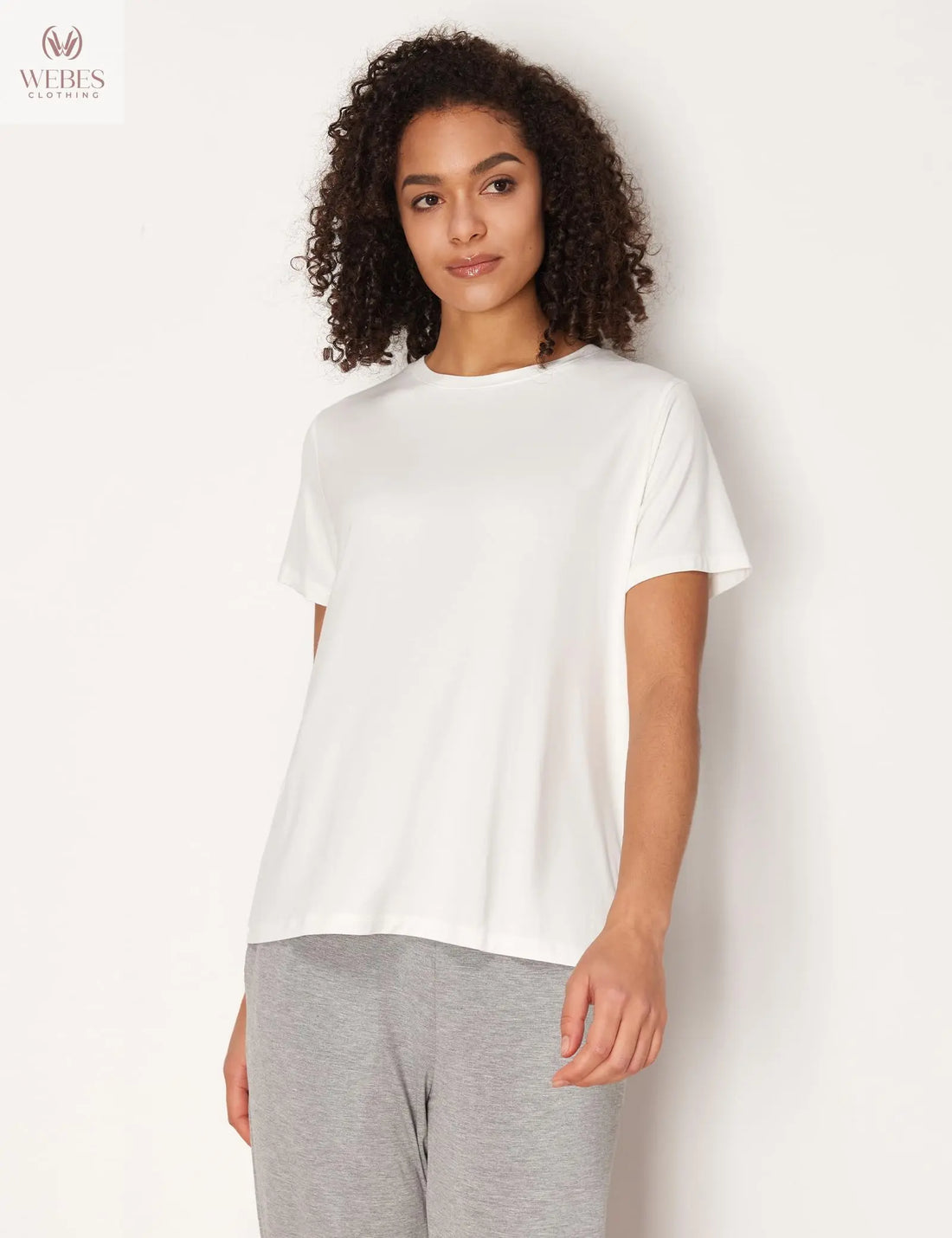 GYS Women's Pajama Tops Bamboo-derived Viscose Soft Comfy Short Sleeve Basic Lounge Tops