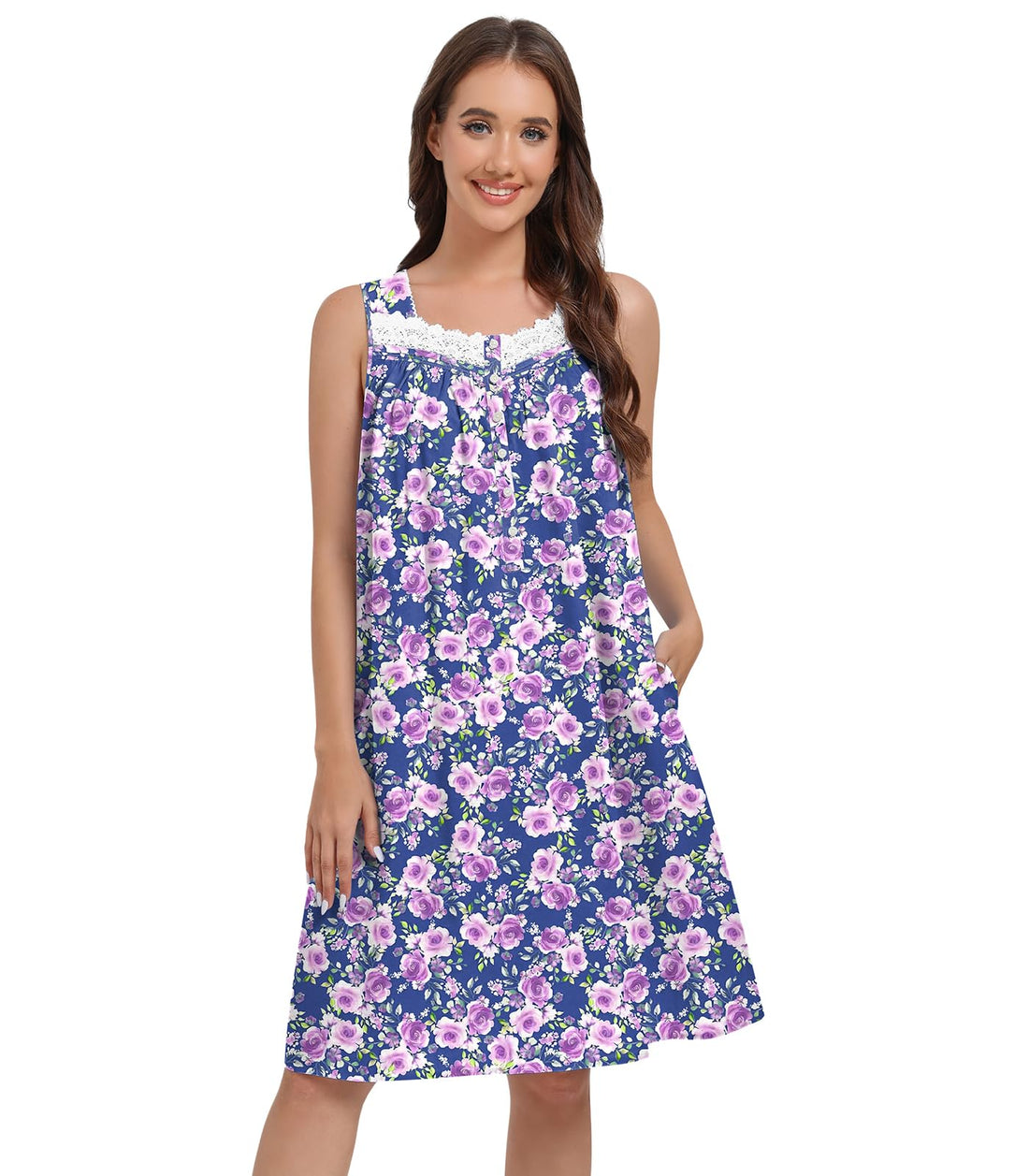 Sleeveless Nightgowns for Women 100% Cotton Nightgown Sleep Dress Soft Ladies Gowns Sleepwear Nightdress WEBE CLOTHING