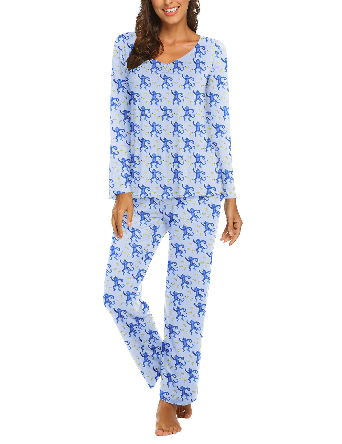 Ekouaer Womens Pajama Sets 2 Piece Lounge Set Fall Winter Pajamas Long Sleeve Pjs Top and Pants Soft Pj Sets Loose Sleepwear