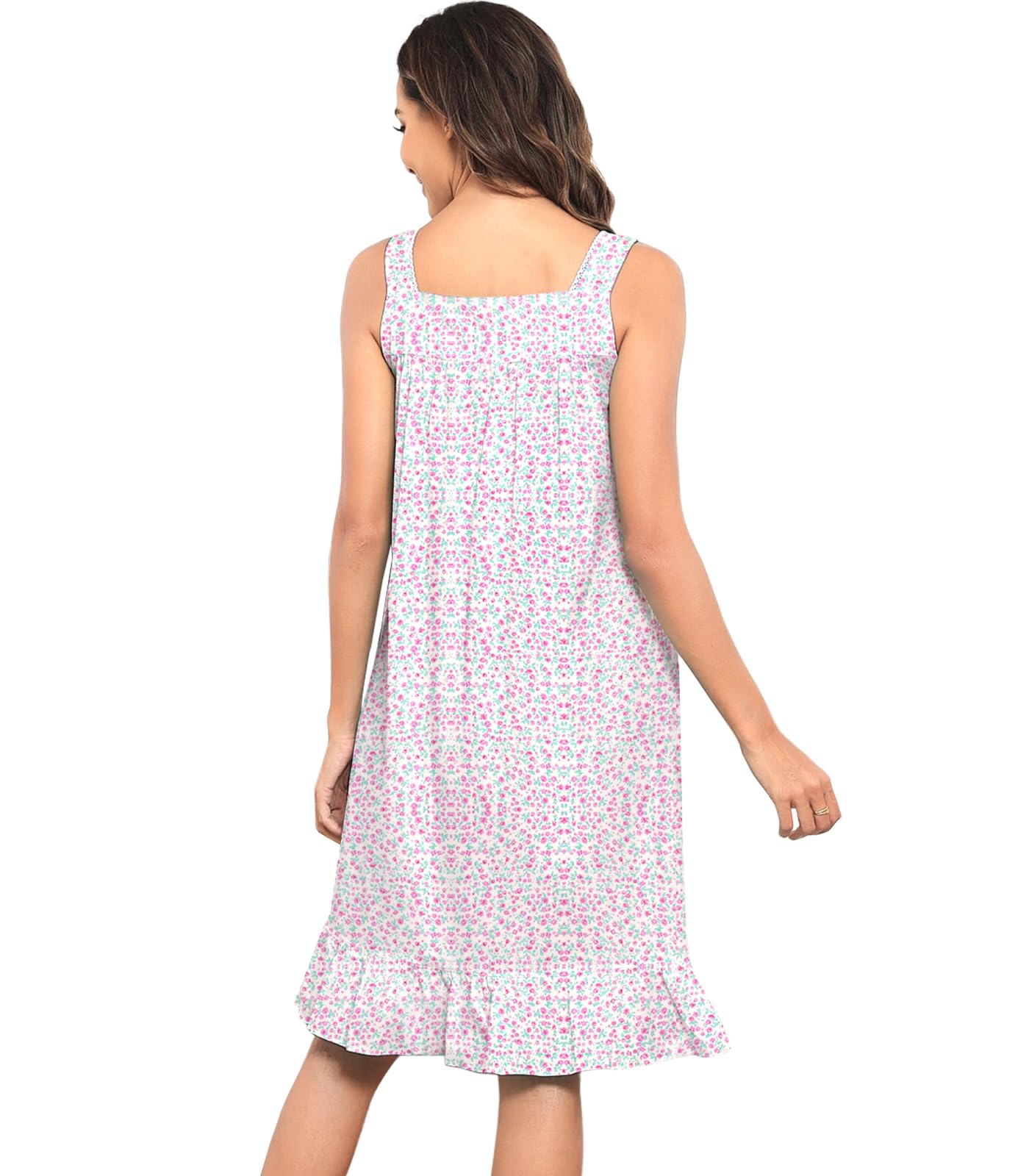 Sleeveless Nightgowns for Women 100% Cotton Nightgown Sleep Dress Soft Ladies Gowns Sleepwear Nightdress WEBE CLOTHING
