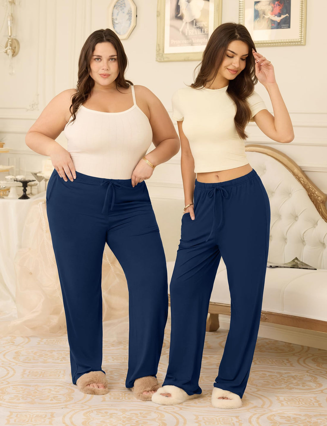3-Pack Womens Pajama Pants with Drawstring, Soft Sleep & Lounge Pants