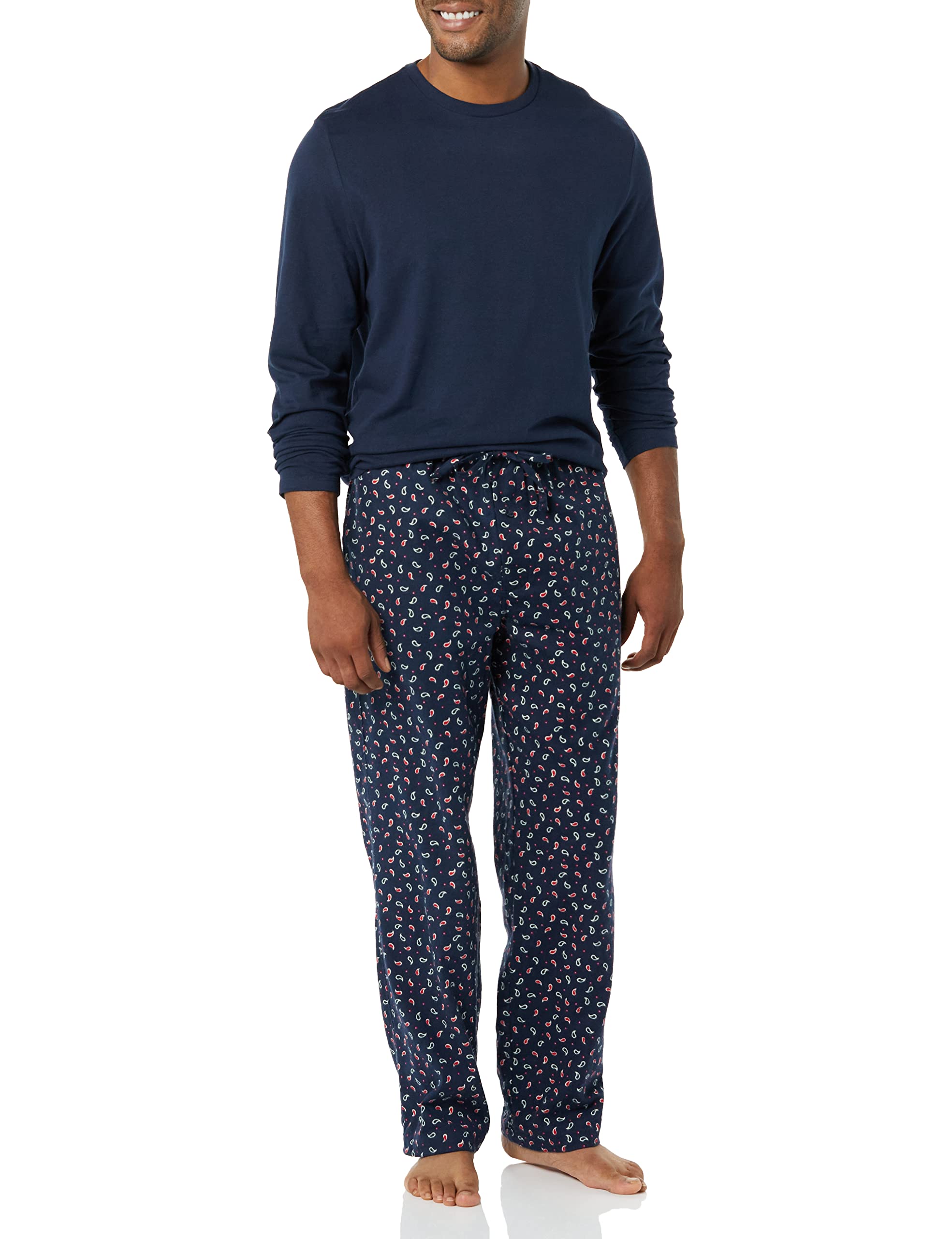 Amazon Essentials Men's Flannel Pant and Long-Sleeve T-Shirt Pajama Set