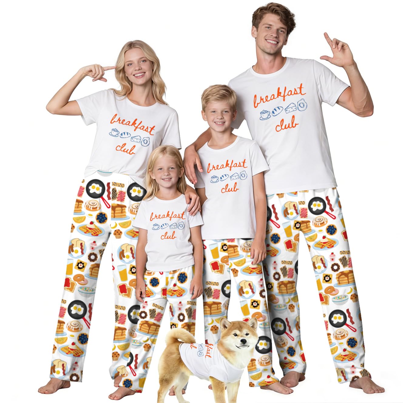 MI X TEE Matching Family Pajamas Set, Cartoon Graphic Print Mommy and Me Matching Outfits, Soft Nightwear for Family WEBE CLOTHING