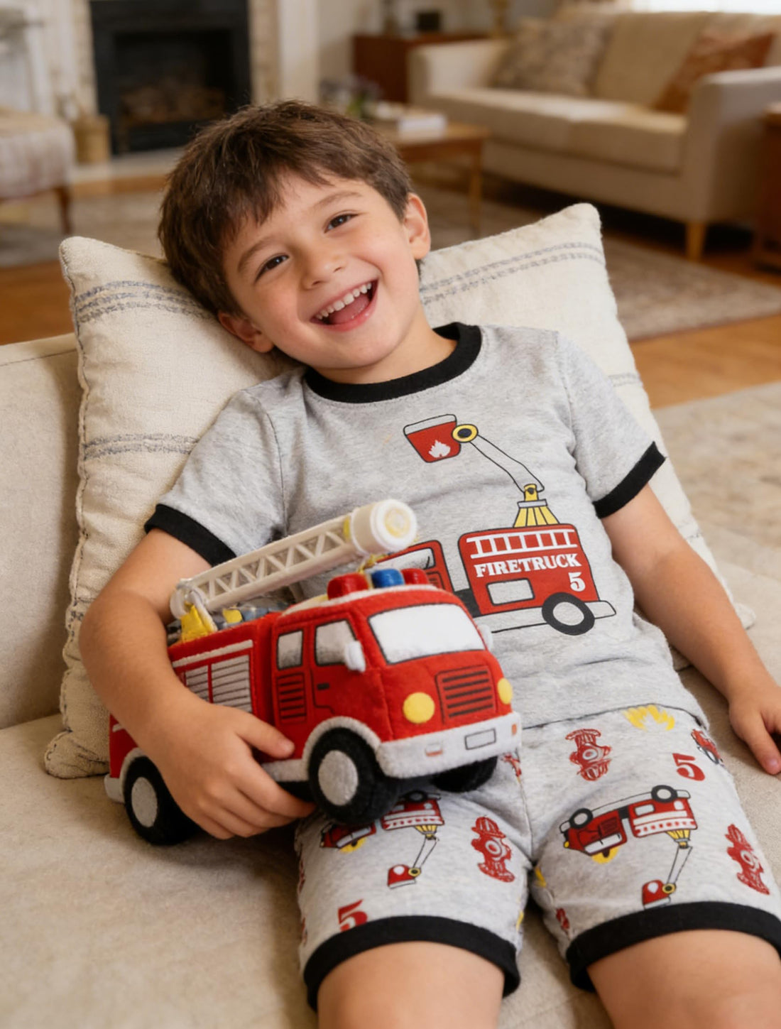 Little Hand Toddler Boys Pajamas Kids Dinosaur Summer PJS Monster Truck Boy Tractor Jammies Hockey Short Sets 2-7 Years