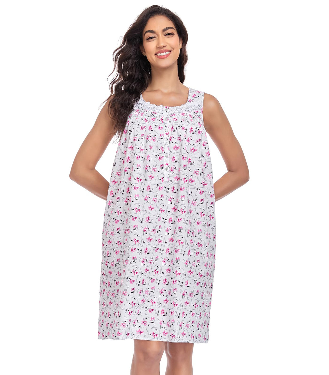 Sleeveless Nightgowns for Women 100% Cotton Nightgown Sleep Dress Soft Ladies Gowns Sleepwear Nightdress WEBE CLOTHING