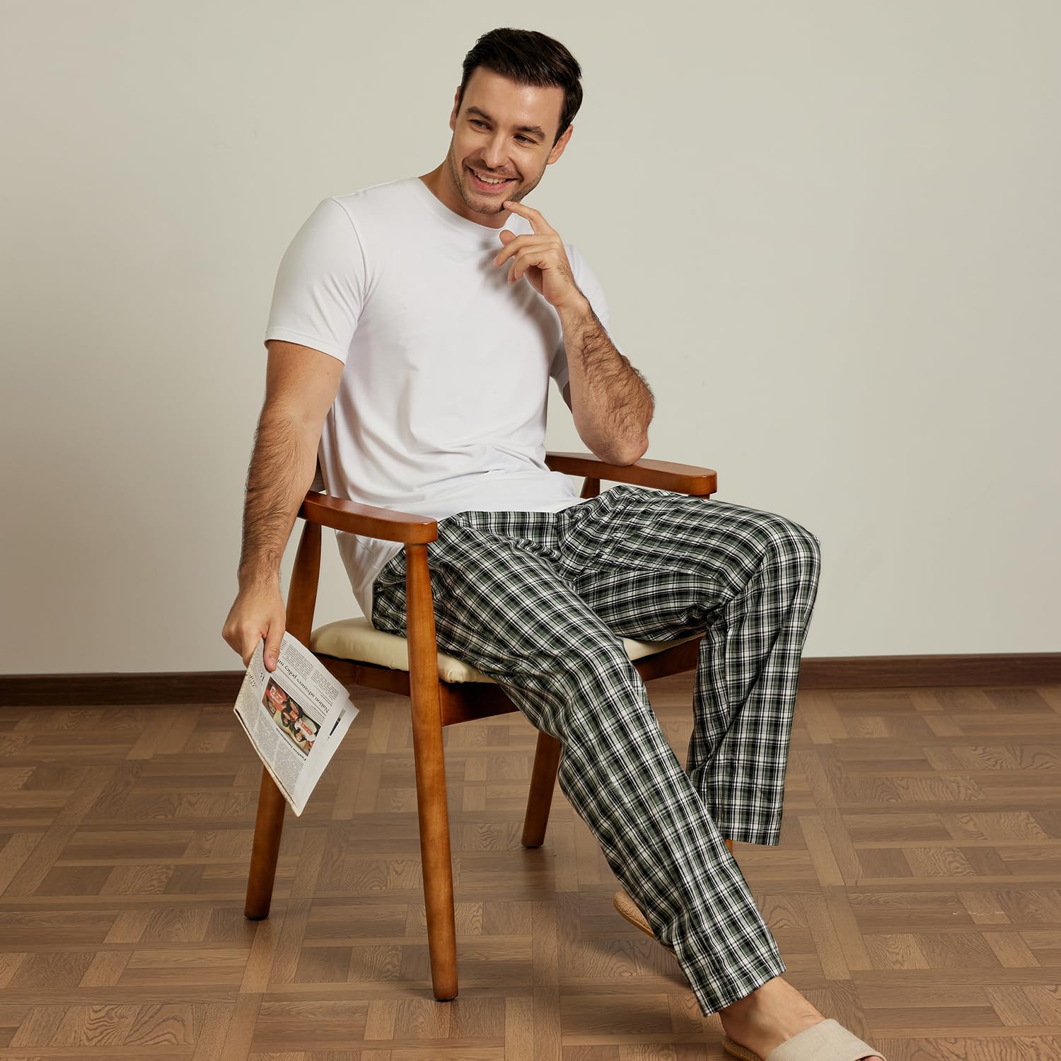 MoFiz Men's Pajama Pants Ultra Lightweight Pjs Bottoms Sleepwear Bottom Pants with Pocket Drawstring 3-Pack