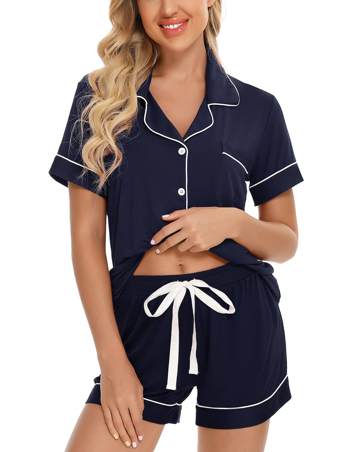 Leikar Womens Button Down Pajama Sets Bride Pajamas Sets Sleepwear Shorts Lounge Set