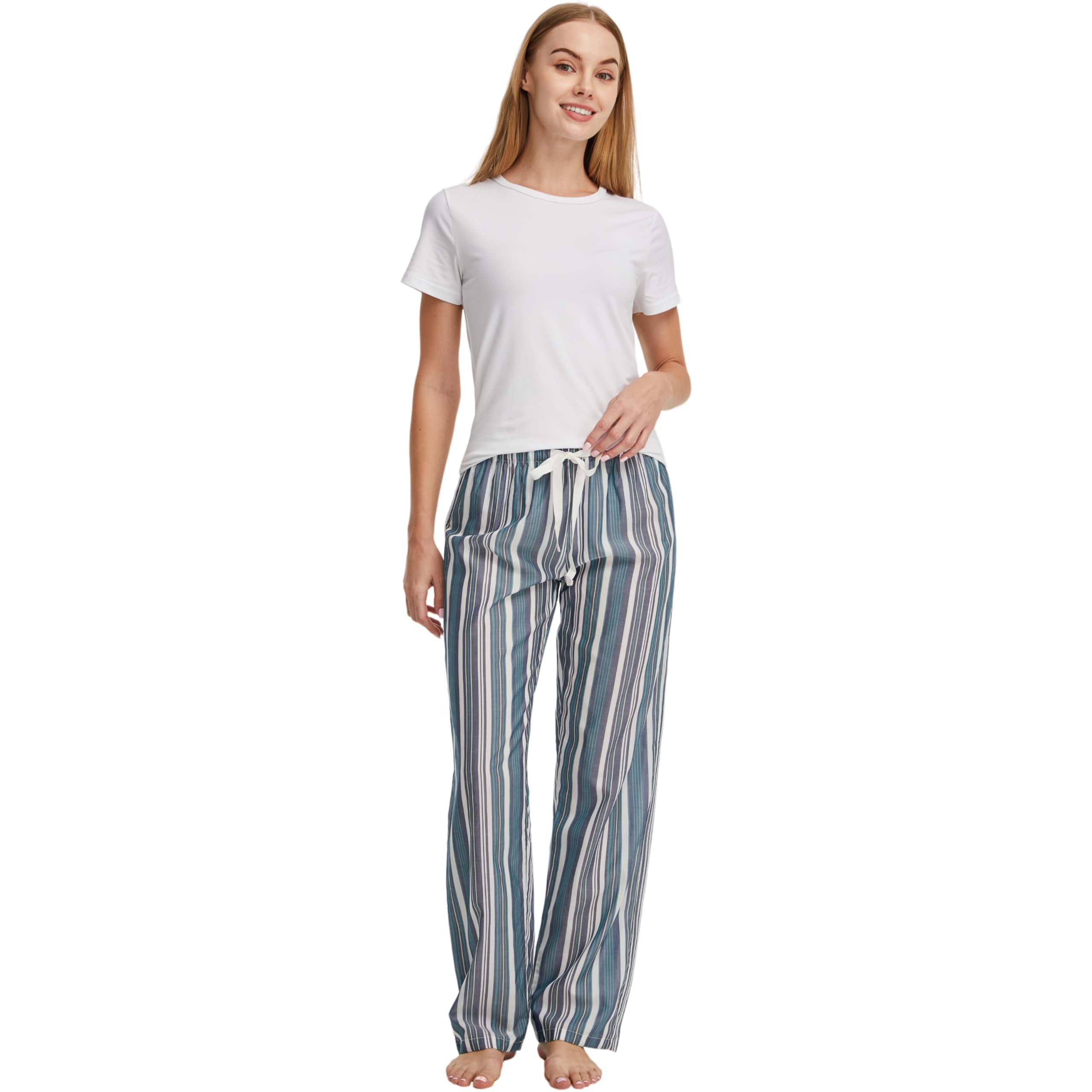 CYZ Women's 100% Cotton Woven Poplin Sleep Pajama Pants