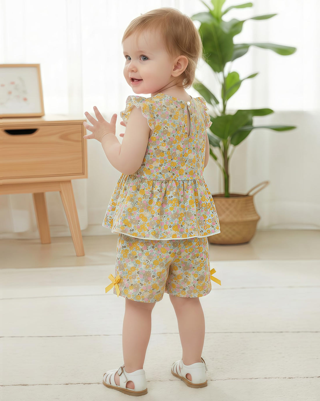 Jecson Toddler Baby Girl Summer Clothes Cotton Ruffled Sleeve Shirt Tops and Shorts Set Outfits 12Months-4T WEBE CLOTHING