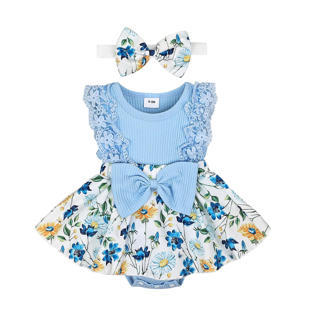 Baby Girl Clothes Newborn Romper Dress Infant Lace Ruffle Sleeveless Summer Outfits with Headband 0-12 Months WEBE CLOTHING
