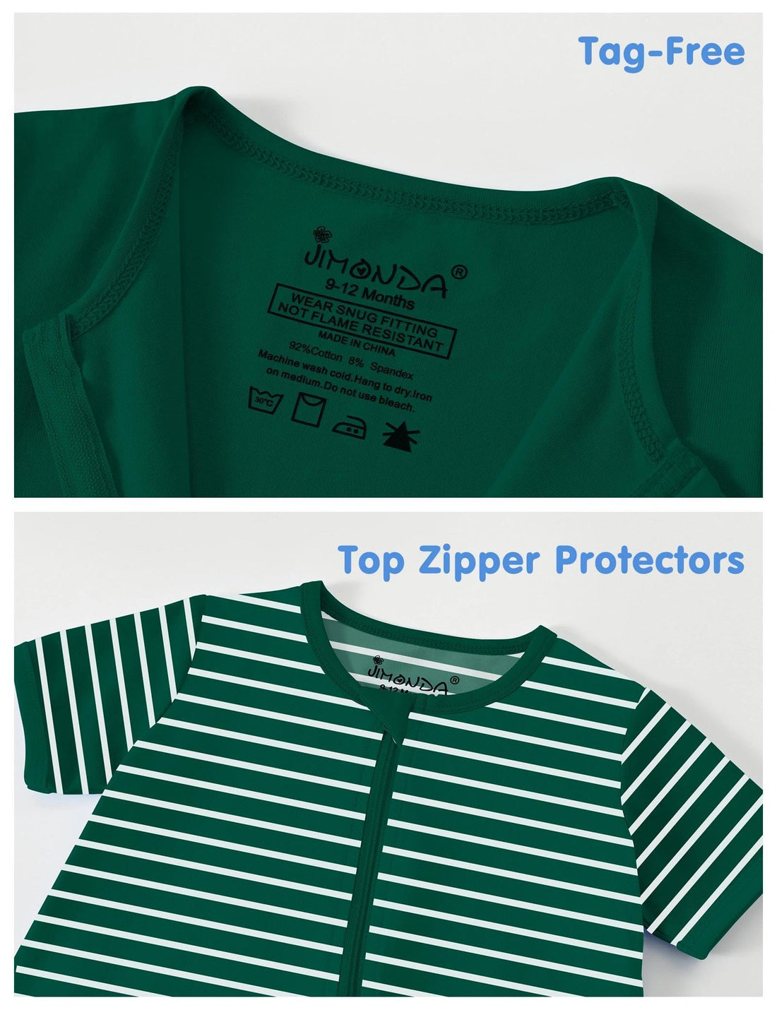 Jimonda Baby Romper 2 Pack Short Sleeve Pajamas Footless Sleepers Baby Boys Girls 2 Way Zipper Pjs Sleep and Play Clothes