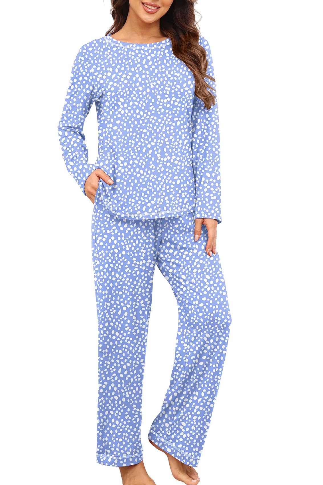 PrinStory Women's Pajama Set 2026 Lounge Sets Long Sleeve Sleepwear Soft 2 Piece Pjs with Pockets