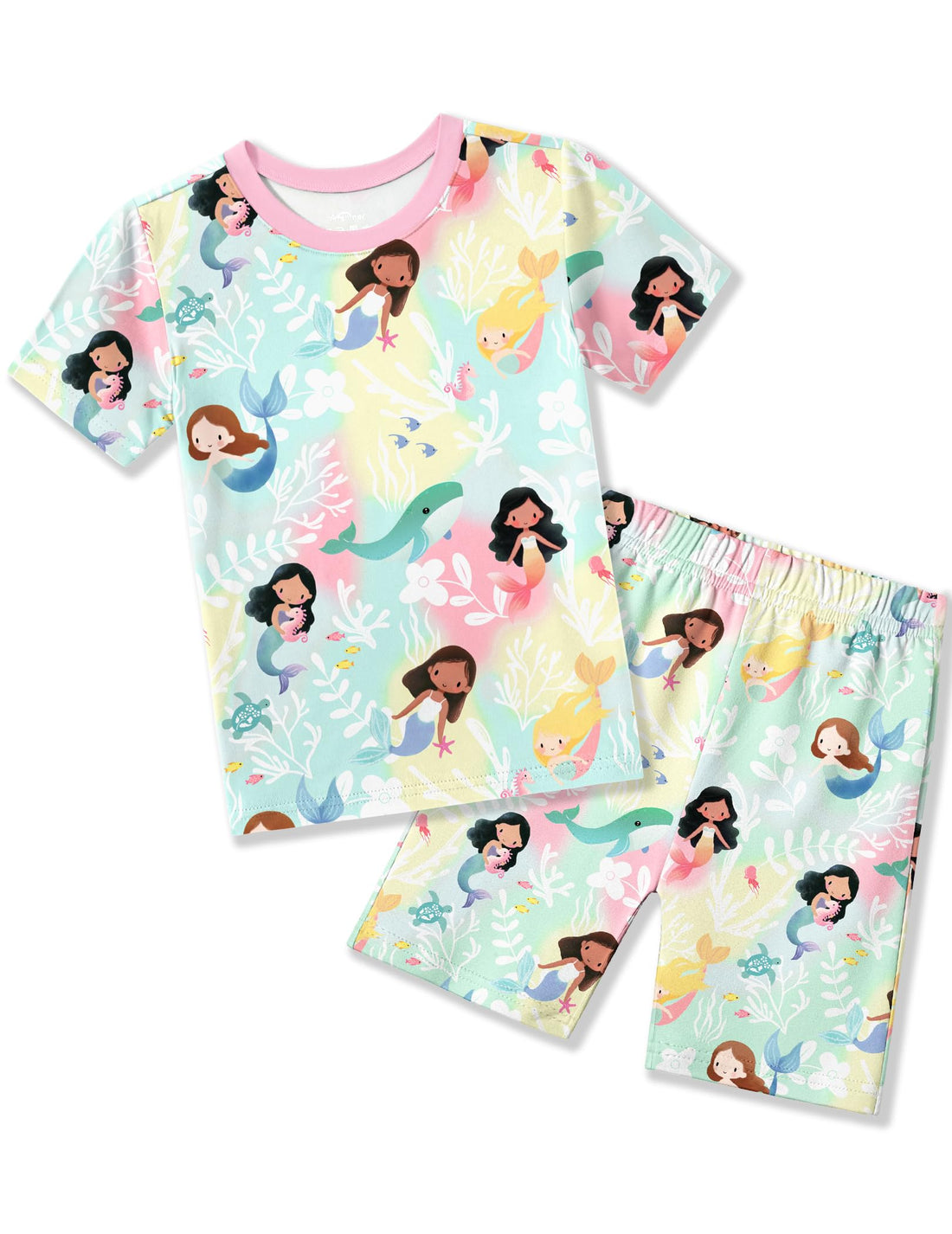 Arshiner Pajamas for Girls Summer Short Sleeve Sleepwear Kids Soft Cute Snug Fit Pjs Sets