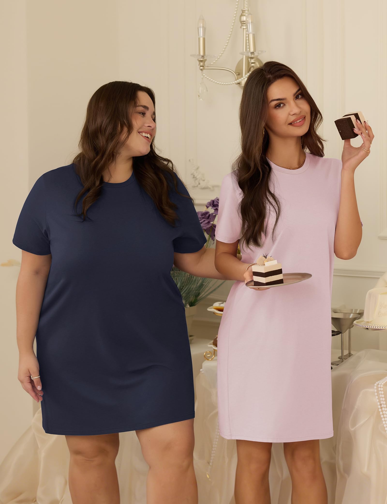 3 Pack Cotton Nightgowns for Women Short Sleeve Sleep Shirts Comfy Soft Nightshirt Pajama Sleep Dress