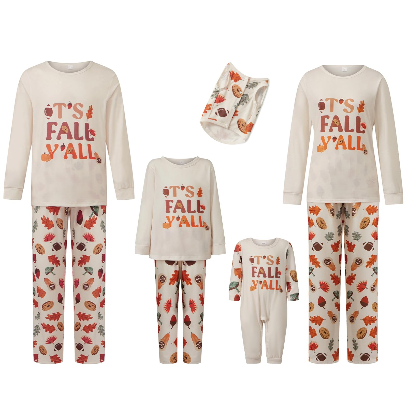 Family Pajamas Matching Sets - Cozy Fall Pjs Sets with Long Sleeve & Harvest Print Pants | Family Fall Clothes