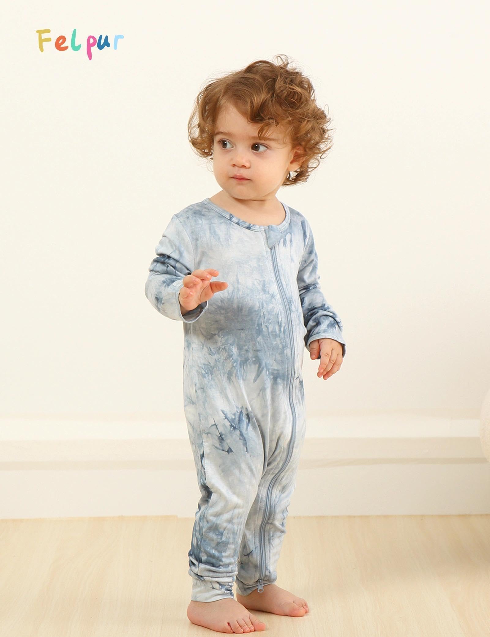 Baby Girls Boys Footless Romper 2 Way Zipper Soft Rayon Outfits, Outdoor Tie-dye Long Sleeve Clothes Jumpsuit WEBE CLOTHING