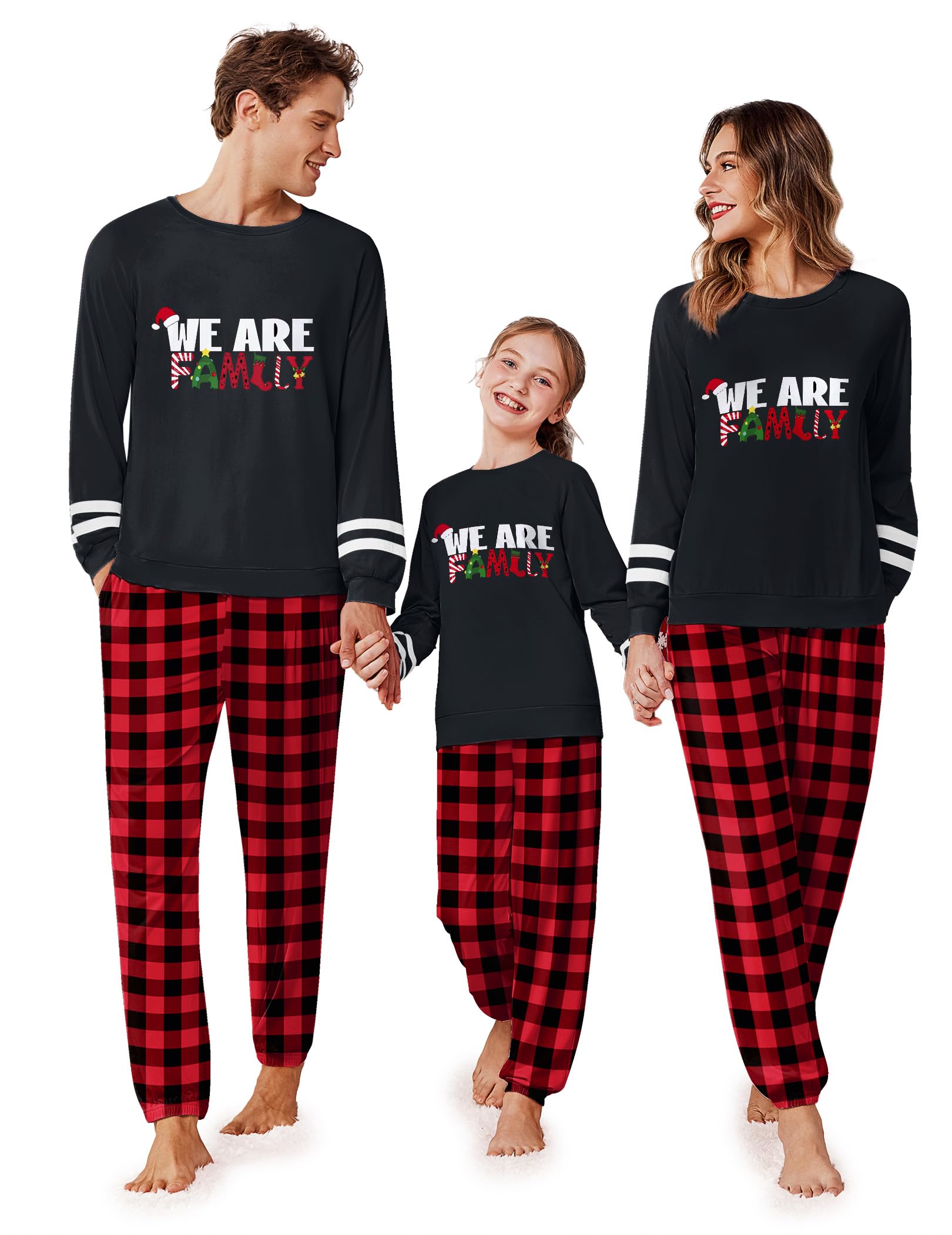 Ekouaer Family Christmas Pajamas Matching Sets Long Sleeve Couple Pjs Holiday Sleepwear Soft Loungewear with Pockets