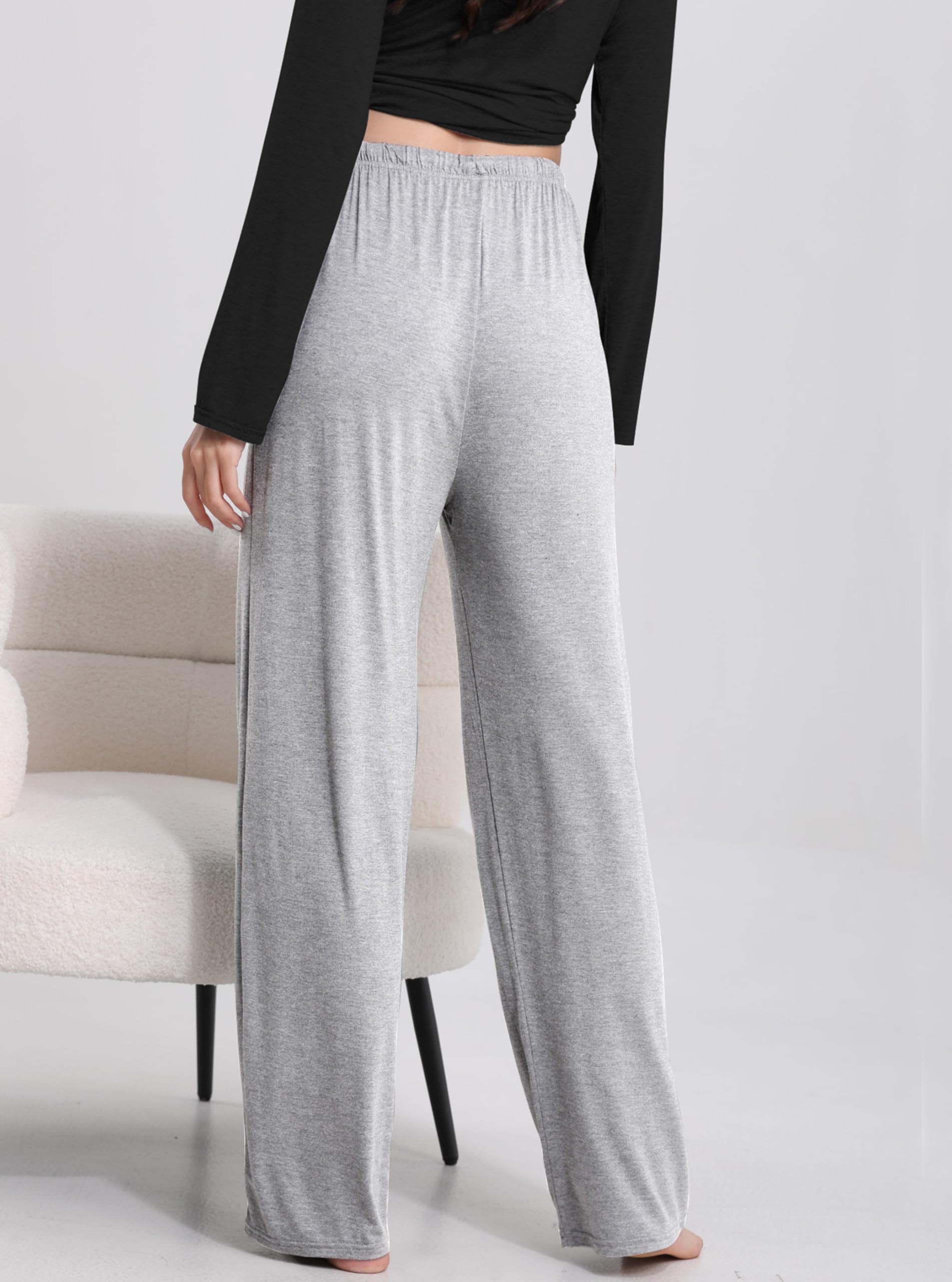 FEQO 3 Pack Women's Lounge Pants Wide Leg Yoga Pants Soft Pajama Bottoms Drawstring Casual Loose Sweatpants